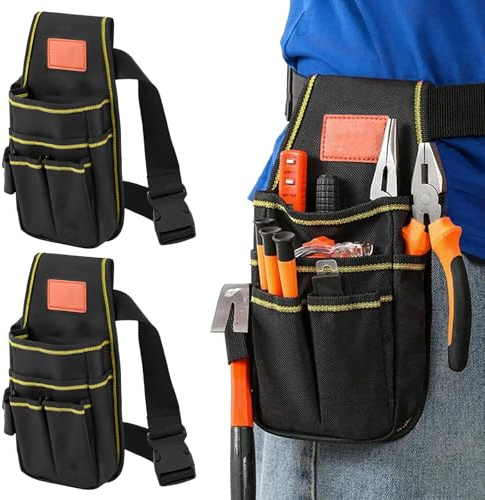 2 unidades de cinturón de herramientas, multiusos, cinturón de herramientas, cinturón de herramientas para hombre, con 14 bolsillos, bolsa de trabajo, cinturón para electricistas, carpinteros