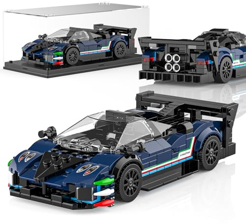 Mould King Technik Speed Champion Rennwagen Bausteine, 27094 Supersportwagen Klemmbausteine Zonda Cinque Auto Mit Acryl Vitrine, Modellautos zum Sammeln für Jugendliche und Erwachsene(447 Teile)