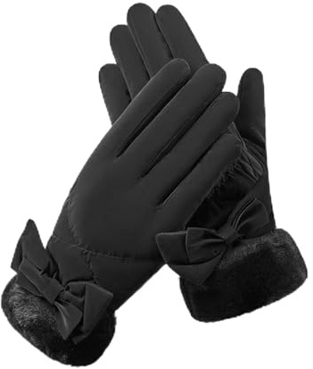 Feelorna Gants d'hiver pour femme - Imperméables et chauds - Pour écran tactile - Coupe-vent - Avec poignets en peluche - Gants de cyclisme élégants pour le quotidien