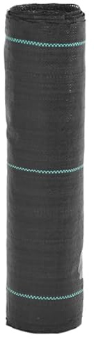 Teenpull Toile anti-mauvaises herbes noire 0,5 x 100 m PP, tissu de sol stabilisé aux UV, 60 g/m², film de paillage indéchirable pour parterres et chemins, bloqueur de mauvaises herbes perméable à