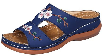 Parte inferior gruesa y moda al aire libre, con puntera abierta, cabeza cuadrada, arrastre frío, zapatos de mujer, tela vaquera coreana, sandalias neutras de tacón alto para mujer, Blue, 36.5 EU