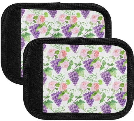 Akvarell lila vindruvor rosor blommigt bagagehandtag för resväskor och väskor, mjuk neopren, bekvämt grepp, Akvarell lila vindruvor rosor blommig, one sizex4