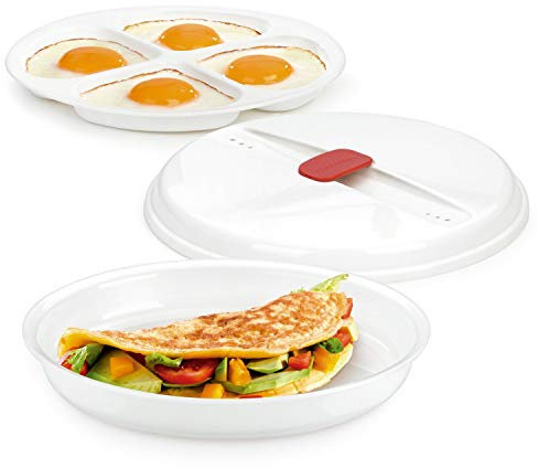 Tescoma 705030 Purity Microwave Cuoci Uova al Tegamino, Plastica, Bianco, con rivestimento antiaderente, Diametro 21.5 cm, Altezza 4 cm