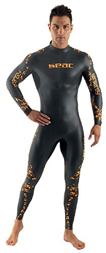SEAC Energy Man 2 mm, Muta Elastica in Neoprene Liscio Smoothskin per Nuoto e Freediving Uomo, Nero, M