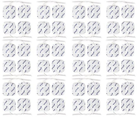 48 TENS Elektroden Pads 5x5 cm, 2 mm Stecker · Universal Klebeelektroden für TENS-Gerät & EMS-Trainer | Sehr gute Haft- & Leitfähigkeit | Wiederverwendbare Gel-Pads | Zert. Medizinprodukt - axion
