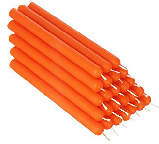 NKlaus 25x orange Bienenwachs 12cm rußfrei Tafelkerzen farbige Osterkerzen Ritualkerze Hochzeitskerzen Tropfkerzen 36344