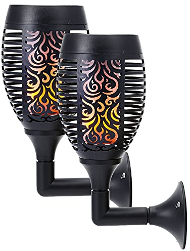 Taylor & Brown Solar Wall Lights, 2 Pack 51 LED Torch with Flickering Flame Waterproof Outdoor Solar Lamp for Garden, Landscape, Halloween Pathway, Patio, Balcony Deck Yard