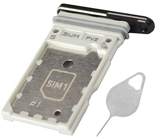 Galaxy S22 Ultra SIM Card Tray Dual Replacement S22 Ultra Sim Card Holder for Samsung Galaxy S22 Ultra 6.8 SM-S908U Sim Card Tray with Needle Repair Part (Not Single Sim Card Version)(Phantom Black)