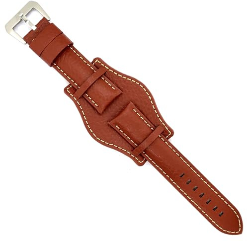Bison Bund-typ graverade läderklockarmband 18 mm 20 mm 22 mm 24 mm Ref 386