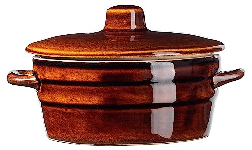 KADAX Pot en grès, pot en céramique avec poignées latérales et couvercle, pot en grès résistant au lave-vaisselle, pot de fermentation artisanal en céramique, pot de mise en conserve pour cornichons