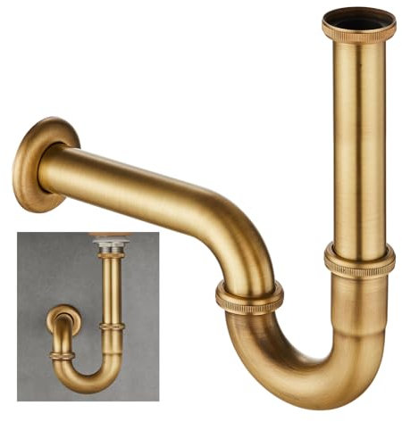 KEOKBON Sifone a bottiglia, G1 1/4 in ottone per lavabo, regolabile in altezza, trappola per rifiuti, trappole per odori idraulici, scarico pop-up, bronzo antico