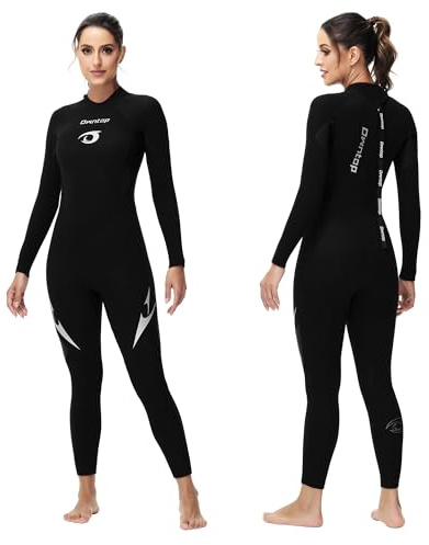 Owntop Wetsuit 5mm Neoprene Diving Suit for Mens Womens - Thicken Full Wet Suit, Back Zip Long Sleeve UPF50+ Keep Warm Swimwear for Scuba Surfing Swimming Diving Snorkeling Water Sports, Black S