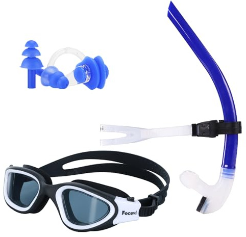 Focevi Snorkel de Natacion Frontal,Tubo de natación Central para Piscina,Apto para Adultos y niños Mayores de 12 años，Entrenar en la Piscina y en Aguas Abiertas