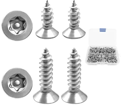 180 pcs M4x12mm M4x16mm Self Tapping Concrete Screws, Universal Security Screws, Torx Screw For Wood Stainless Steel Torx Head Wood Screw with Clear Box for Door, Window, Furniture