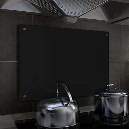 Iiaky Protección Salpicaduras Cocina Vidrio Templado Negro 70x50 cm Cubre VitroceráMica Cristal Templado