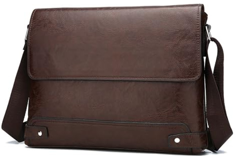 13 IN Messenger & Shoulder Bags for Mens Crossbody Handbags Man Purse Waterproof for Office Business (Brown)