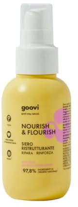 Goovi, Nourish and Flourish, Siero Capelli Ristrutturante e Nutriente con Avocado, Biotina e Amminoacidi, Cura e Ripara con Ingredienti di Origine Naturale, Vegan, 100 ml