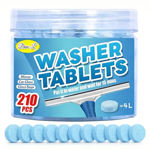 210 PCS-Car Windshield Washer Tablets, Glass Cleaner, Effervescent Cleaning Solution, Concentrated Effervescent Tablets, Solid Windshield Effervescent Wiper Tablet for Car Window Glass Cleaning