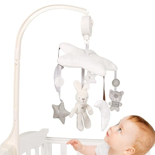 Juguete móvil para cuna, 15,75 x 7,8 pulgadas, sonajero giratorio de música, duradero, amplio uso, juguete para habitación infantil, cuna, cochecito, accesorios colgantes, etc