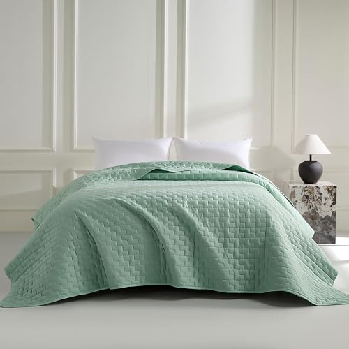 beeweed Mintgrün Tagesdecke 170 x 210 cm - Vielseitige Steppdecke als Bettüberwurf oder Sofaüberwurf - Ideal als Bedspread im modernen Stil - Überwurfdecke für Bett und Sofa