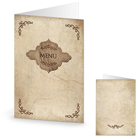 Logbuch-Verlag 10 Menükarten beige braun im Vintage-Stil rustikal - Speisekarten leer zum Bedrucken & Beschriften
