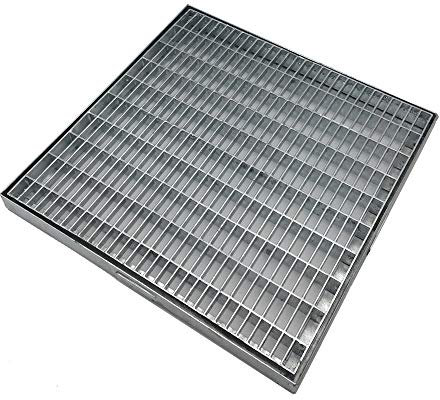EINSIDE Grille en acier galvanisée anti-talon, grille carrée et rectangulaire pour la collecte et évacuation des eaux pluviales 42,5x42,5 cm