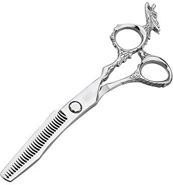 Minicocock High-End di Parrucchiere Forbici Professionali Personalizzati Taglio di Capelli Forbici, Dente Piatto Forbici Famiglia Parrucchiere Suit (Color : Silver)