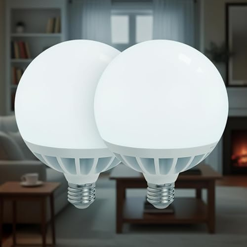 LED ATOMANT Pack 2x Bombilla LED E27 G120 Potentisima 25W. Color Blanco Frio (6500K). Globo de 2450 Lumenes. 330 Grados Apertura.