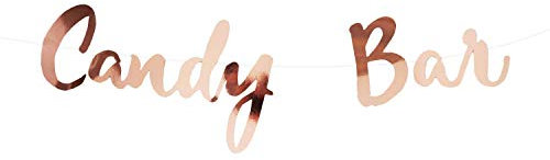Oblique Unique® Candybar Girlande Banner 1,5m in Roségold für JGA Junggesellinnenabschied Hochzeit Geburtstag Party Feier Deko