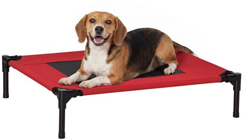 PawHut Cuccia Estiva Brandina per Cani da Esterno e da Interno, Lettino per Animali Domestici Rosso 76x61x18cm