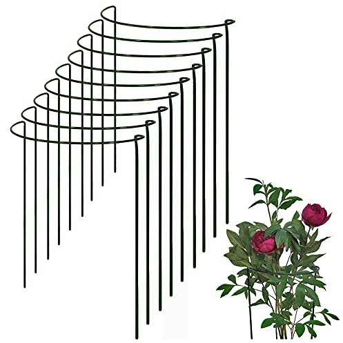 Bow Plant Supports for Peonies, Hydrangea, Roses, etc - Strong Metal Garden Supports - Interlinking to make rows, circles, cloverleaves, etc (Pack of 9 - Extra Large (100cm high x 44cm wide))
