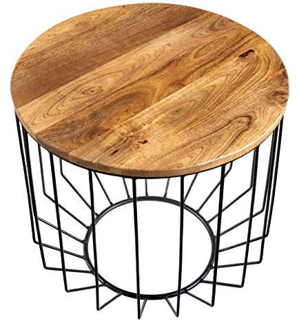 riess-ambiente.de Industrial Couchtisch Factory LOFT 50cm Natur Mango Massivholz | Beistelltisch im Industrial Look | Ideal im Wohnzimmer