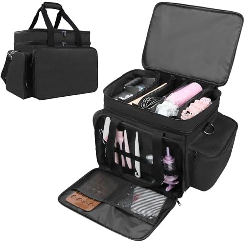 TUSIASC Baking Supplies Storage Bag for Bakers/Pastry Chefs, Cake Decorating Tool Caddy,Suitable for Cake Decorating,Baking Pan,Baking Mat,Muffin Liners,Black