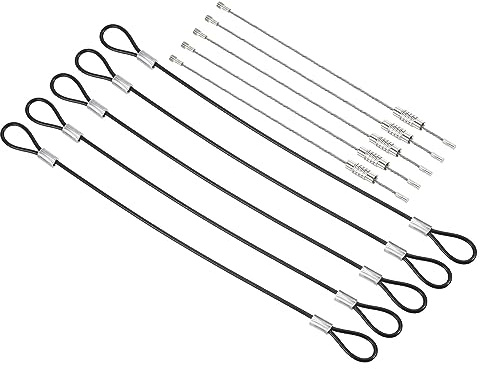PATIKIL 0,6 fot säkerhetskabellås, 5-pack rostfritt stål 2 mm diameter säkerhetsvajer med dubbel ögla skruvad trådkabel för scenbelysning bagagelås svart