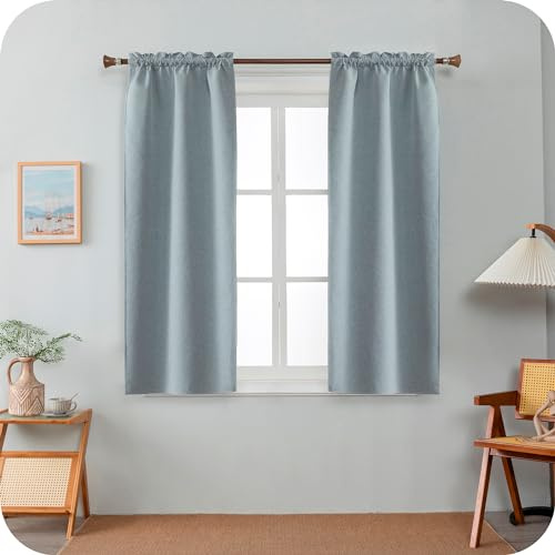 GIRASOLE HOME Paire de rideaux Barbados thermiques totalement occultants 2 panneaux de 70 x 120 cm avec poche, gris