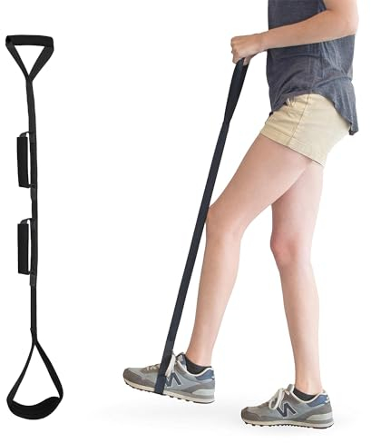 Kekoy 107 cm langer Beinhebergurt mit Fuß- und Handgriff für eingeschränkte Mobilität nach Hüftersatz, Ein- und Aussteigen aus Bett, Auto und Rollstuhl (107cm Schwarz)