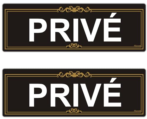 2 Pièces Privé Panneau 22x7cm Plaquette de porte Privé avec Adhésifs pour Mur ou Porte, Très Résistant en Extérieur, pour Les Zones extérieures et intérieures