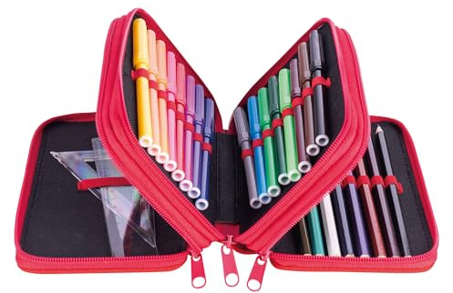 gimboo Estuche Escolar con Accesorios/Estuche de Gran Capacidad/con 3 Compartimentos/Estuche para lápices/Estuche para lápices/diseño de Coche de Carrera/para niños y niñas, Multicolor, Unisex