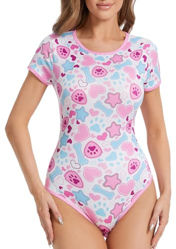 Somniumnight Adult Onesie Bodysuit for Women: Cute Stretchy Romper White