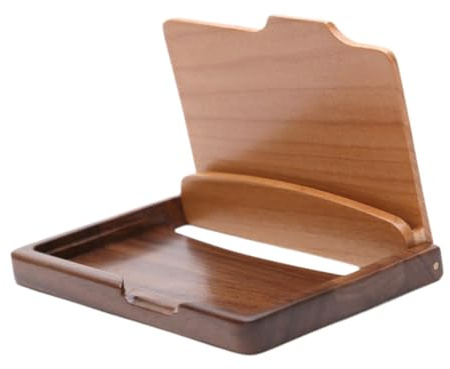 dijiusidy Visitkortshållare i trä ger ett enkelt men elegant utseende. Bärbar skrivbordsplacering. Presentidé. Visitkortsfodral med måtten 11x7x1cm LxBxH. Lämplig för de flesta kortstorlekar.