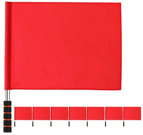 TOYANDONA 8pcs Red Handheld Traffic Direction Flags for Railway Safety and Sports Events, Signal Flags for Soccer Linesman and Field Competition Use