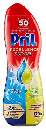Pril Gel Lave-vaisselle Citron & Citron Vert en Vrac, Détergent à Vaisselle avec Dégraissant Actif, 50 Lavages, 1 x 900 ml