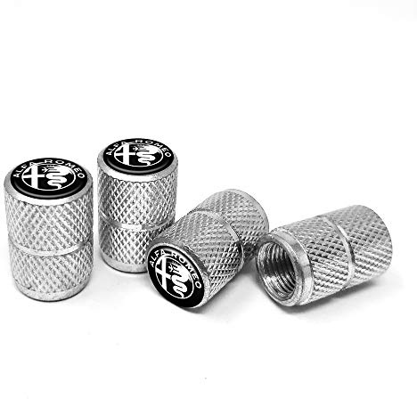 Tappi Cappucci Coprivalvole per Pneumatici Auto Alfa Romeo Black Universali, Set da 4