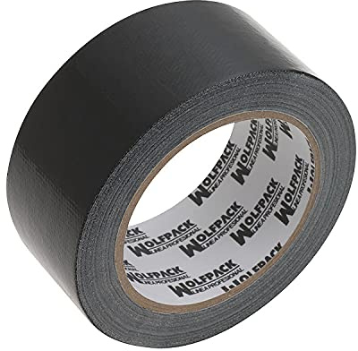 WOLFPACK LINEA PROFESIONAL Cinta Americana Muscle Color Negro 48 mm. x 10 mertos. Super Resistente, Sellar, Reparar, Unir, Fijar, Sujetar, Empaquetar.