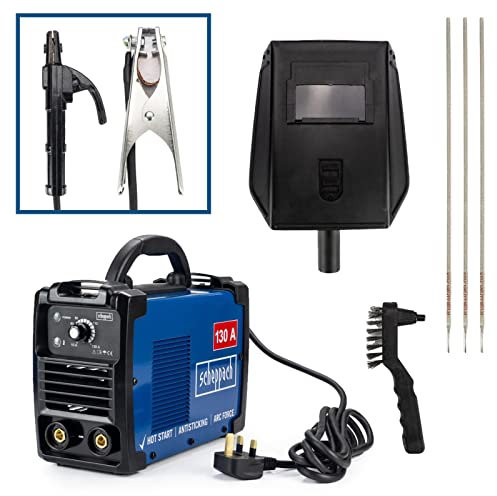 Scheppach 130 Amp Inverter Welder Machine, 230v, Lightweight and Highly Portable with Welding Shield, Shoulder Harness, 1.8m Cable 3 Year, WSE1000