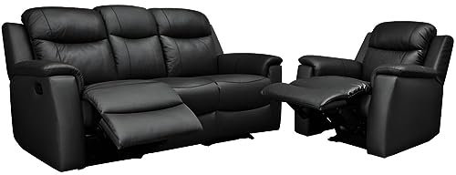 Vente-unique-Ledergarnitur Relax 3+1 - Schwarz - Evasion