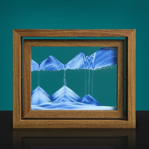 Peinture De Sable Qui Coule, Cadre Sable Mouvant,Cadre Dynamique3D Naturel 3D Sablier De Cadre De Sable En Verre Rectangle,Image D'art De Sable En Mouvement Pour La Maison, Le Bureau ( Color : Blue )