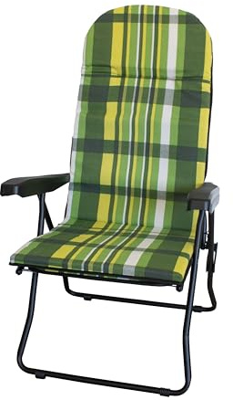 GARDENIA Carrello a Sfilo Sdraio Relax Reclinabile con Cuscino, Verde, 58,5 x 74 x 108 cm