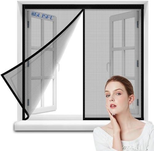 Fly Screen Window to Open & Close 145x130cm Self-Adhesive Insect Screen Roller Blind Keep Fly Bug Out Black