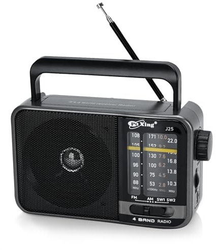 TOWEAR Portable FM AM Radio, Mains and Battery Radio for Home or Outdoor, Small Pocket with Excellent Reception, for Elderly, Easy to Use (Silvery)